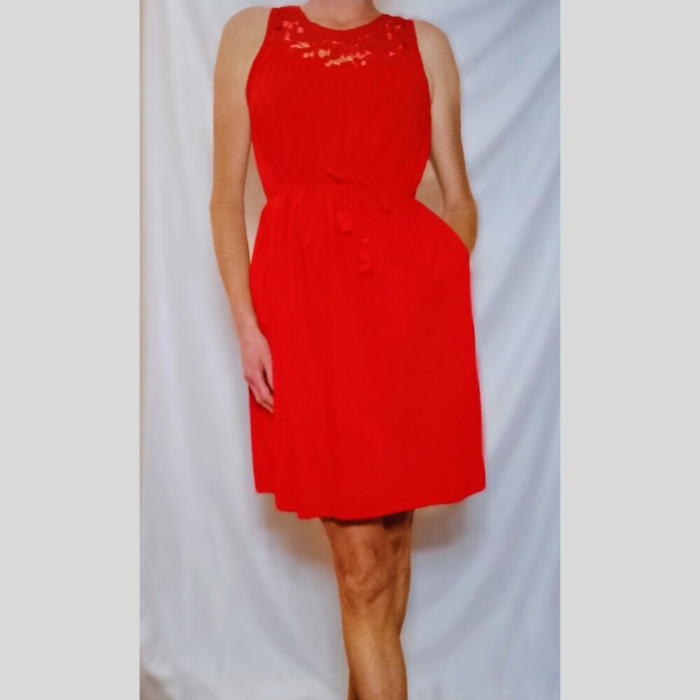 Knox Rose Women's Wide Strap Sleeveless A-line Dress, Berry Red, Size Medium